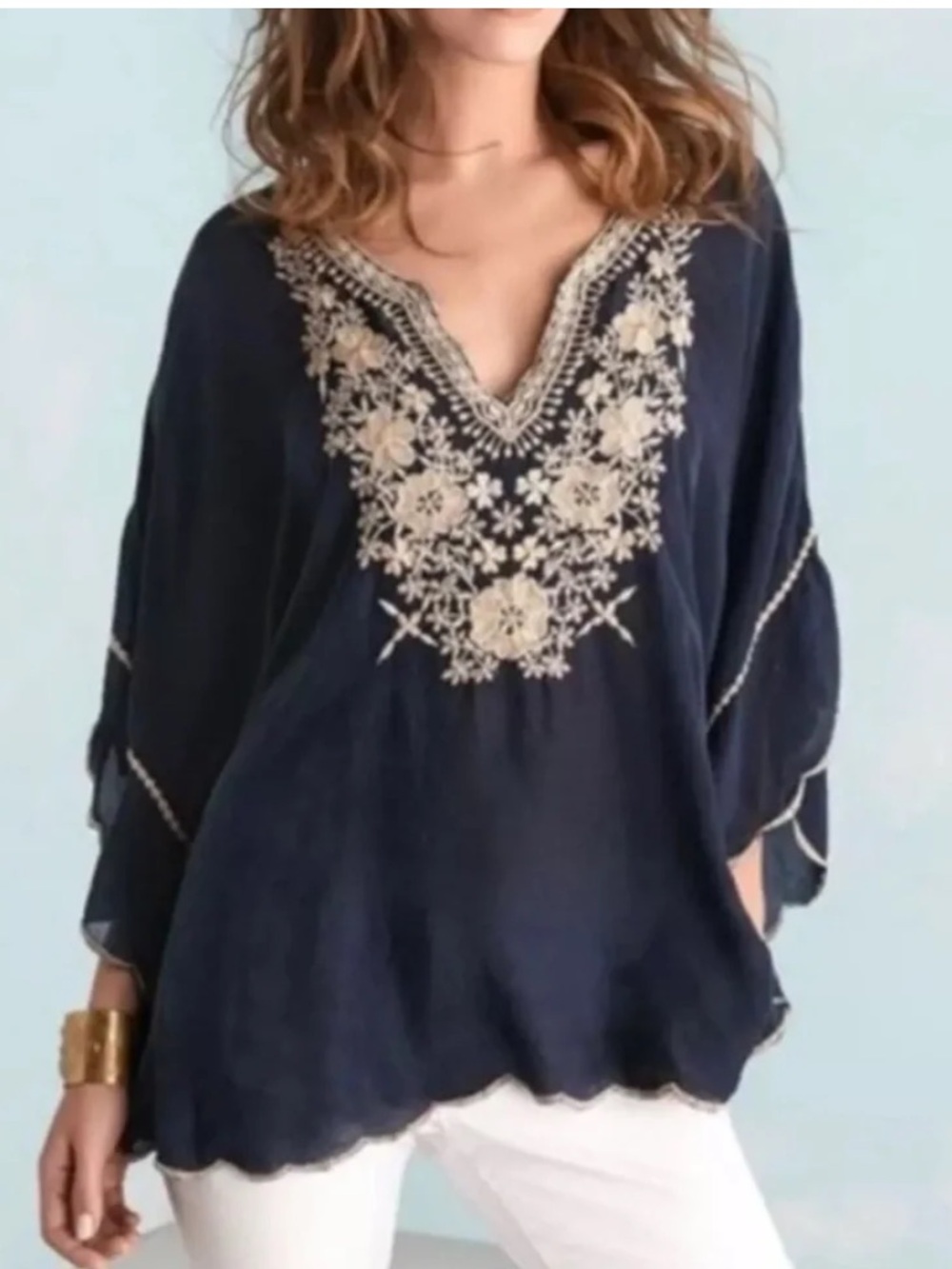 Johnny Was embroidered Georgette poncho tunic top XXL - Picture 2 of 12